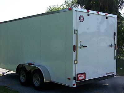 7X16 tandem vnose ramp standard enclosed cargo trailer