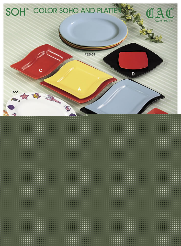 New cac porcelain dinner plates soho colors pattern