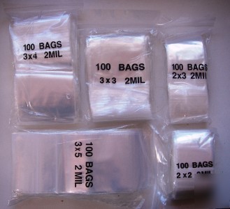 500 assorted size resealable plastic ziplock bags 2 mil