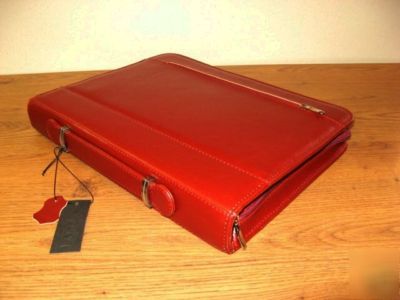A4 leather zipped conference folder - 1933R red