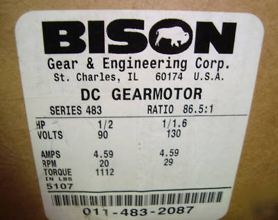 Bison gear motor 483 series pmdc 90V 011-483-2028 