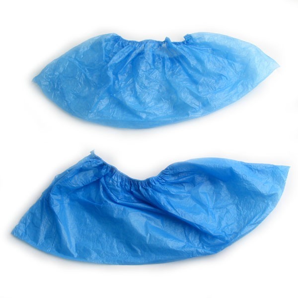 Blue plastic disposable shoe covers overshoes X50 pairs