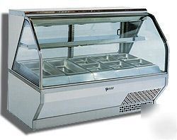 Curved glass refrigerated deli case, 12' x 53