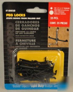 New (25 pcs) peg locks pegboard hook lock pegs board