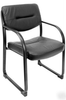 New crusoe durable leather guest side chair in black - 