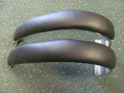 Office chair parts arms armrests chrome w/ blk padding