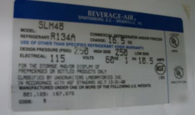 Beverage air slm-48 two door display cooler
