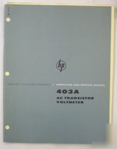 Hp model 403A operating and service manual