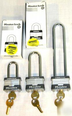 New (3) master lock commercial padlocks 1.5 to 5.5