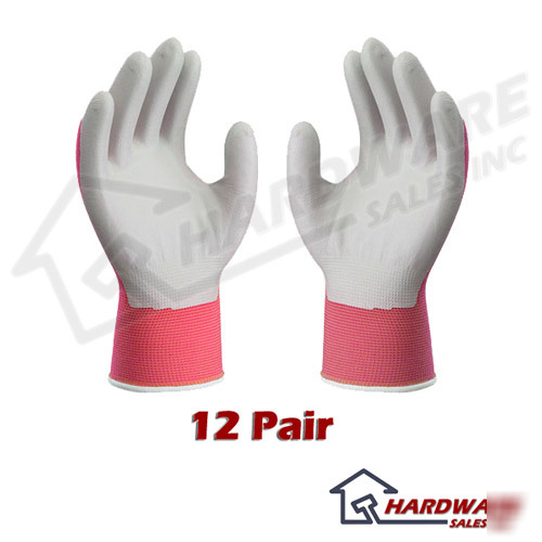 New atlas fit 370 pink nitrile gloves medium m 12-pack 