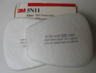 Pair 3M N95 paint spray mask pre-filter #5N11