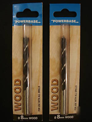Powerbase 8MM x 110MM drill bits for wood X2