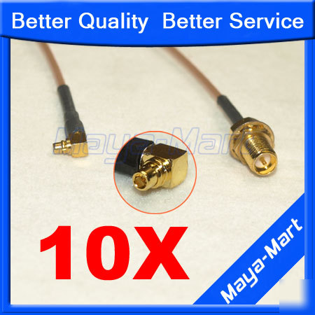 10 rp-sma female to mmcx male right angle pigtail plug