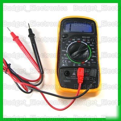 Digital lcd multimeter ac dc ohm voltmeter tester +lead