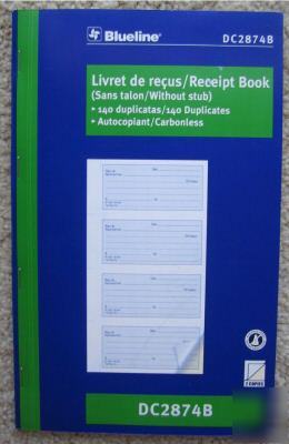 New 6 receipt books 2 part carbonless 4-up 140/book lot