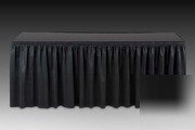 Poly knit 14' table skirts, white, black, burgundy, red