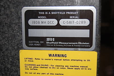 Sheffield cmm 1808-mh dcc mea calibrated 2007