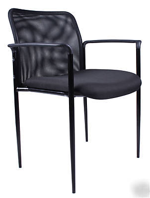 Stackable guest/side chair mesh back w/armrest B6909-bk