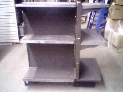 3 sided gondolas w/ wheels store shelving fixtures gray