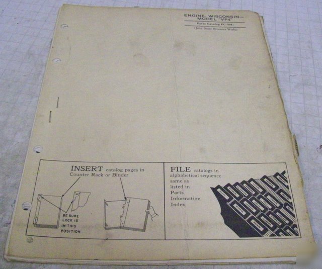 John deere wisconsin 1959 model VP4 engine parts manual
