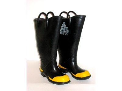 U.s. firefighter firemen boots, rubber, servus, size 5 