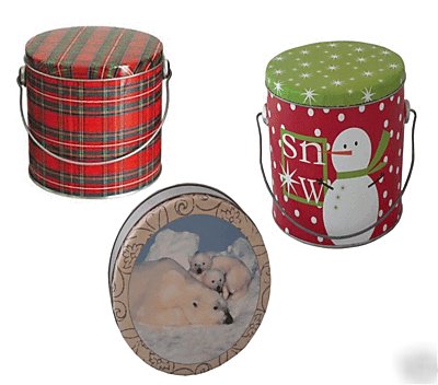 1 lb. polar bears decorated tins DC1-pole