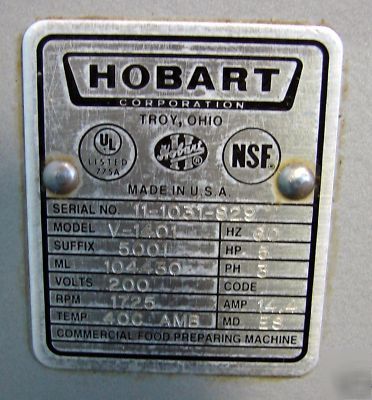 Hobart v-1401 140 qt mixer with bowl, dolly, and whip