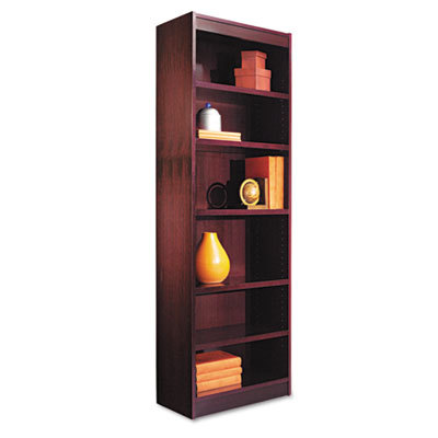 Narrow profile bookcse finished back wood venr 6-shelf