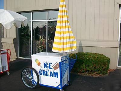 New vendor ice cream push cart w/umbrella & graphics