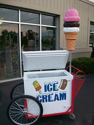 New vendor ice cream push cart w/umbrella & graphics