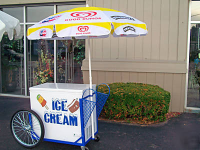 New vendor ice cream push cart w/umbrella & graphics