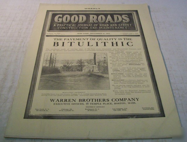 Good roads 1912 construction magazine vol.42, no.25