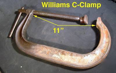 (3) large vintage american c-clamps - williams wilton