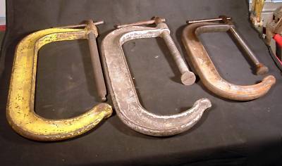 (3) large vintage american c-clamps - williams wilton