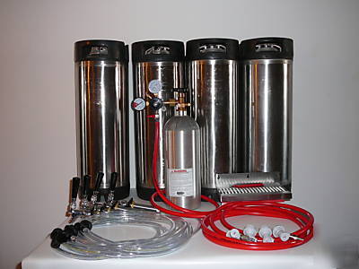 4 tap keezer kegerator conversion kit with 4 corny kegs