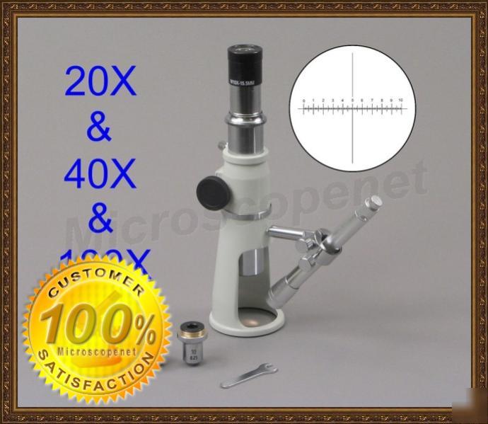 New 20X 40X 100X portable shop measuring microscope