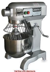New 10QT dough mixer w/safety guard-ss bowl+attachments