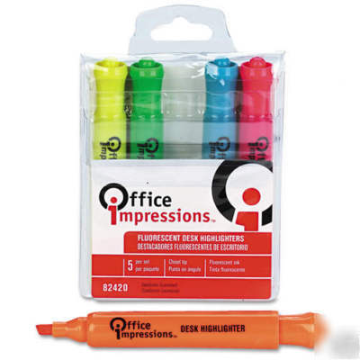 Office impression highlighter 5PK chisel tip widebarrel