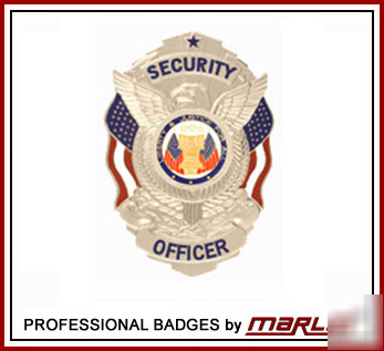 Security officer badge eagle flags silver 3