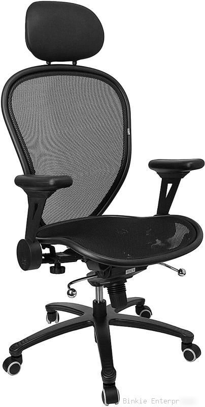 Black mesh computer office desk chair with head rest