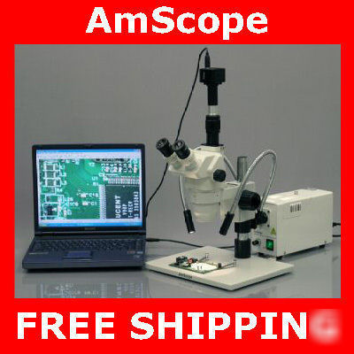 3.35X-180X stereo gooseneck microscope + 3MP camera