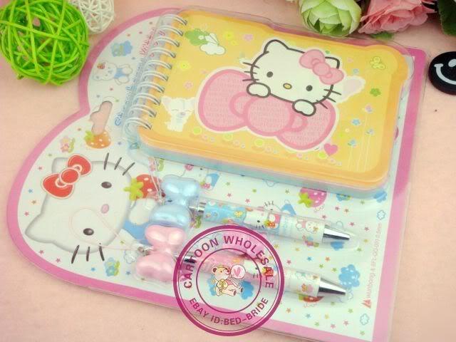 Hello kitty notebook ball pen pencil rubber set 