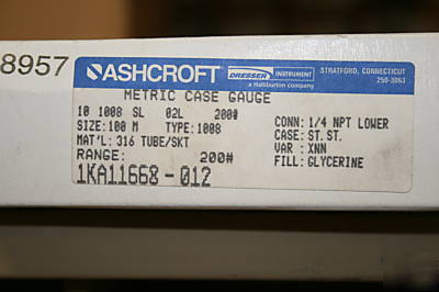 New ashcroft metric case gauge 200 psi - 1/4 npt 