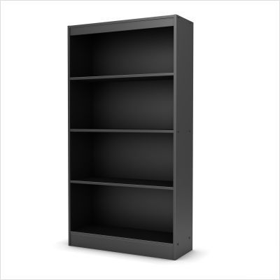 South shore smart basics four shelf bookcase in black
