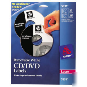 Avery matte white removable cd dvd laser labels 200 pk