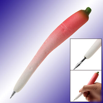 Black ink carrot radish shape writing ballpoint pen