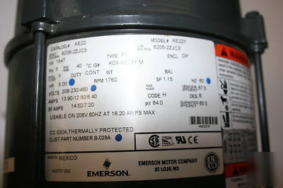Emerson 5HP 1760 rpm motor 184T frame dp enclosure
