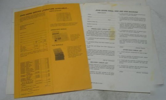 John deere 1970's 9000 series backhoes owner's manual