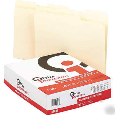 Manila file folders 1/3 cut top tab letter size 100/box