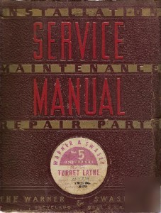 Warner & swasey #5 turret lathe service manual vintage